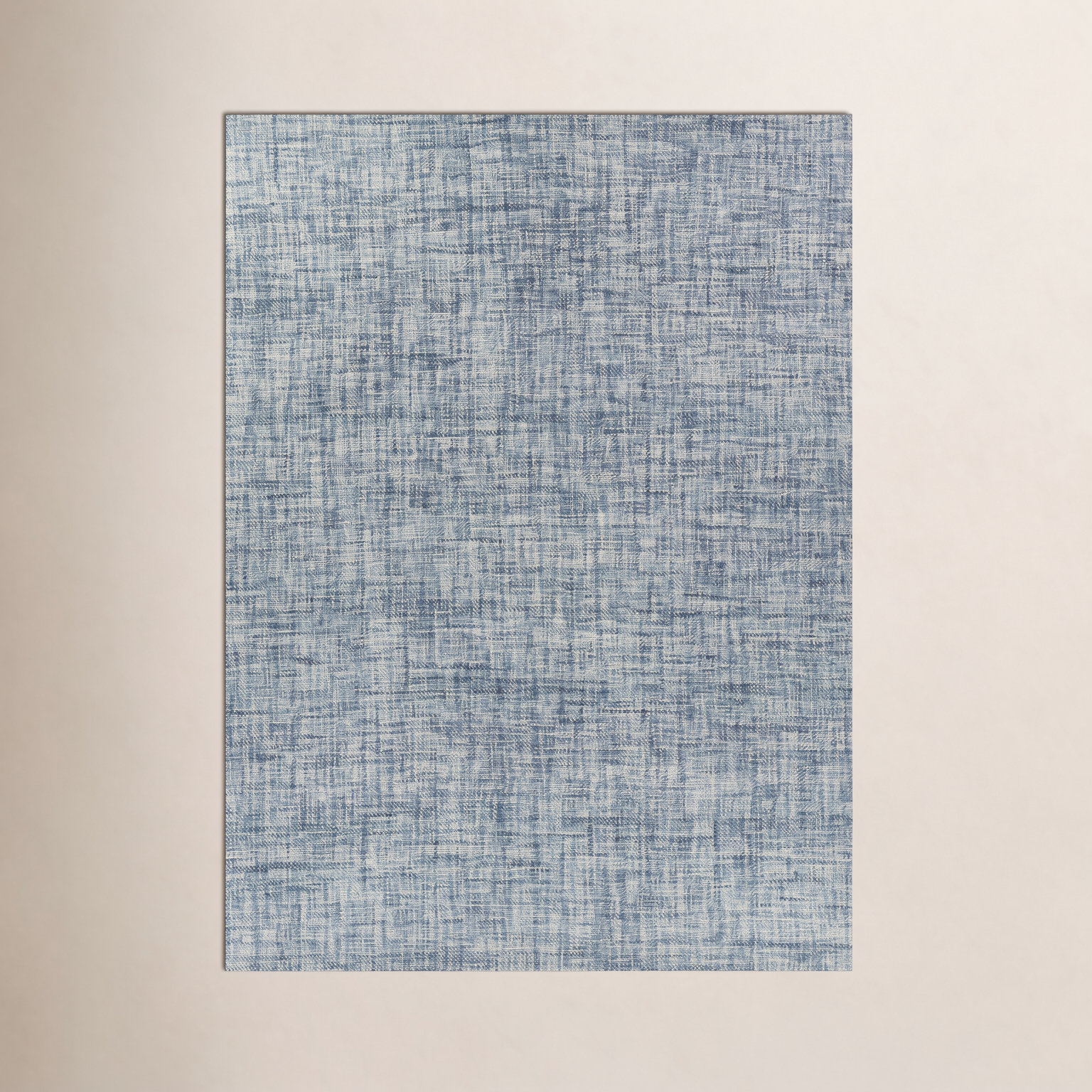 Aldred Blue Hand-Woven Abstract Wool Rug, Rectangle 5' x 8'