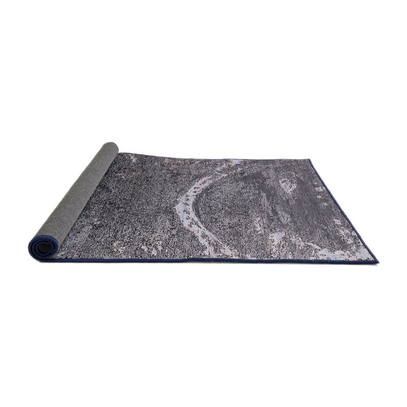 Tapis abstrait gris / bleu, Rond 3 pi