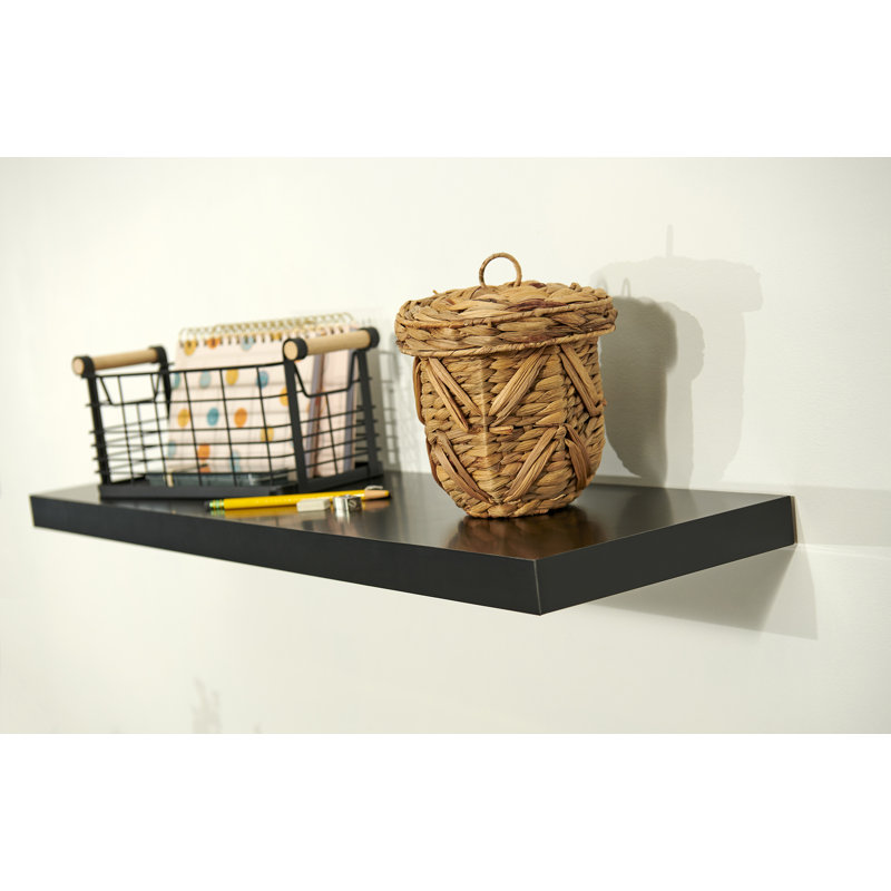 Drumheller Plastic / Acrylic Floating Shelf, 1.5" H x 36" W x 10" D, Oak