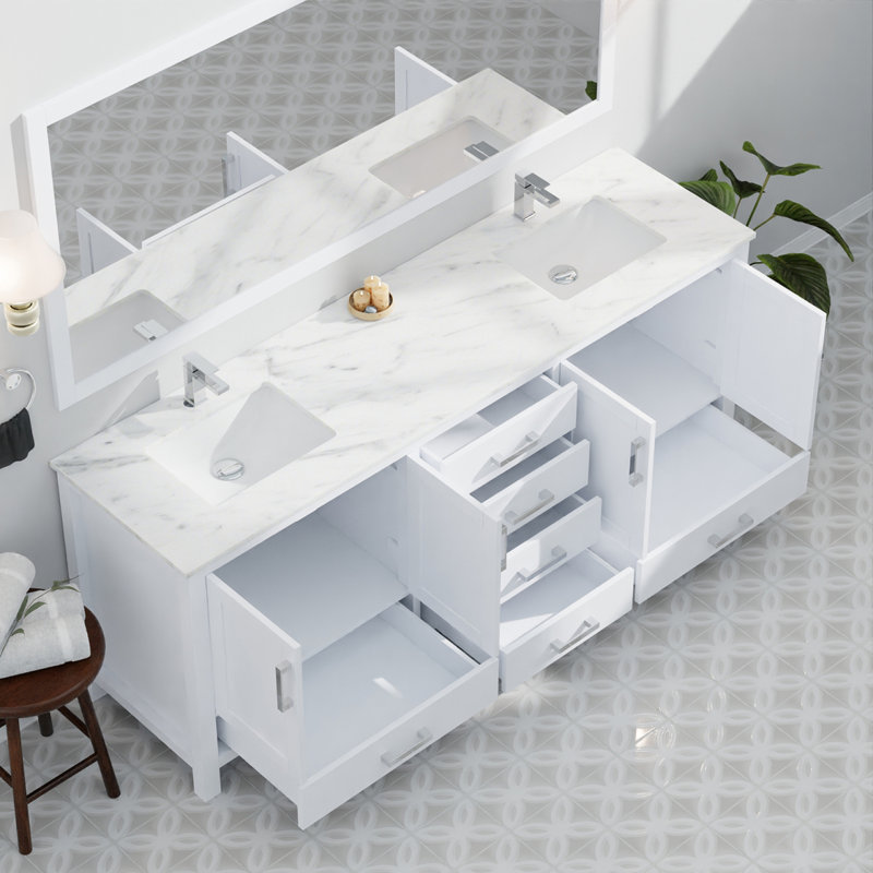 White Double Bath Vanity 84 In. W X 22 In. D, White