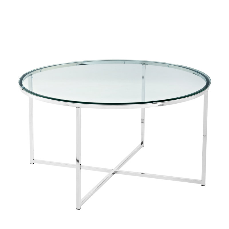 Wasser Glass Top Coffee Table, Chrome