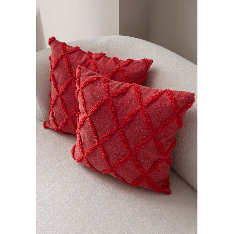 Ensemble de housse de coussin rouge vif (2 pièces), 16,9 po x 16,9 po | 100% polyester, durable et lavable à la machine | Tissu doux avec une densité de 100 g / m², parfait pour le décor du salon et de la chambre à coucher, élégant et confortable