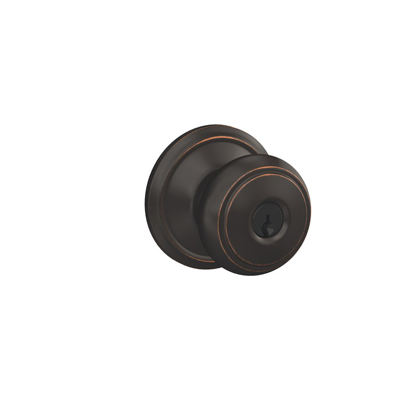 Andover Keyed (Entry) Door Knob, Aged Bronze