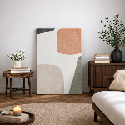 Forme de milieu de siècle «Œuvre de blocs de couleurs abstraites discrètes, images murales neutres et vibrantes, art mural impression sur toile encadrée»