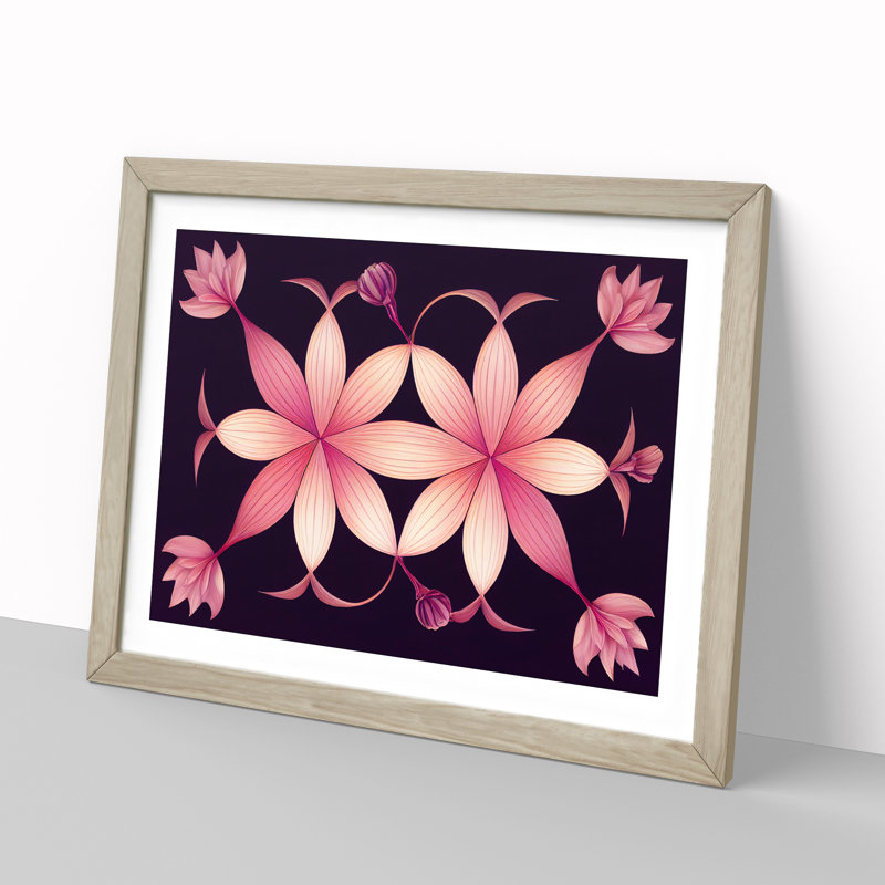 Awe Inspiring Modern Flowers - Single Picture Frame Print, 25cm H x 34cm W x 2cm D, Oak Framed