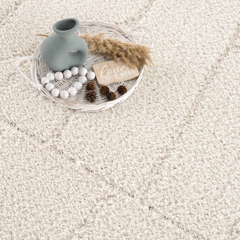 Tapis crème à motif abstrait Kamarin, Rectangle 5 pi 3 po x 7 pi