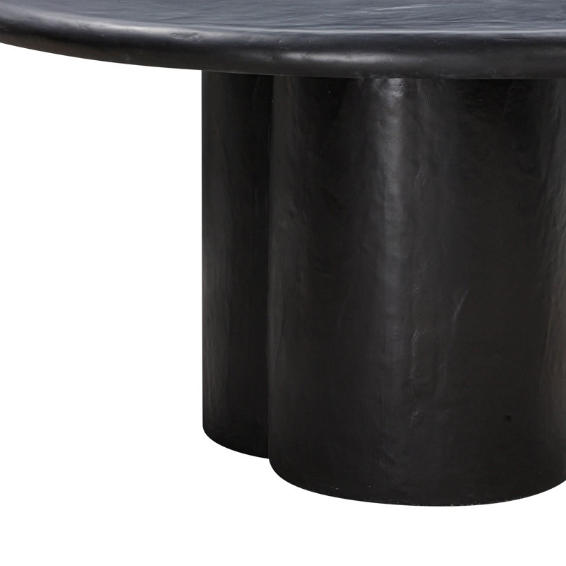 Demetrius Concrete Round Dining Table, Black