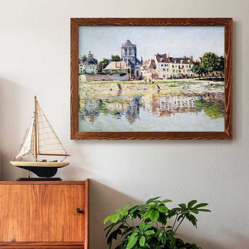 «By The River At Vernon», 1883, reproduction d'art encadrée sur toile par Claude Monet, Érable, H 18 po x l 26 po x P 1,5 po