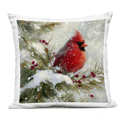 Winter's Red Jewel Outdoor Printed Pillow, design by Tina LeCour, 18 x 7 x 18