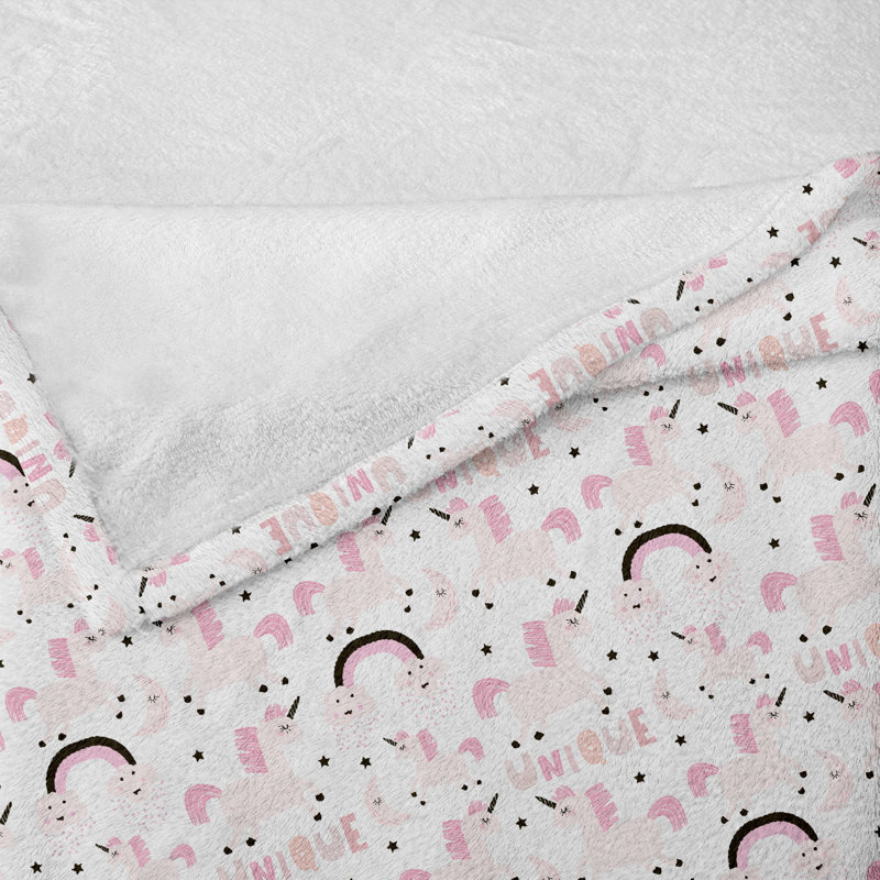 Ambesonne Unicorn Party Fleece Throw Blanket Pink Elements Multicolor, 50" W x 60" L
