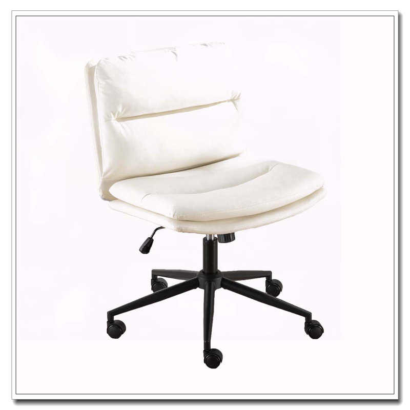 Bizerte Adjustable Swivel Criss-Cross Chair,Wide Seat/ Office Chair /Vanity Chair,White, White