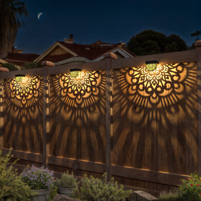 Mandala Solar Fence Lights Outdoor Solar Step Wall Lights Garden Decor(pack of 6)