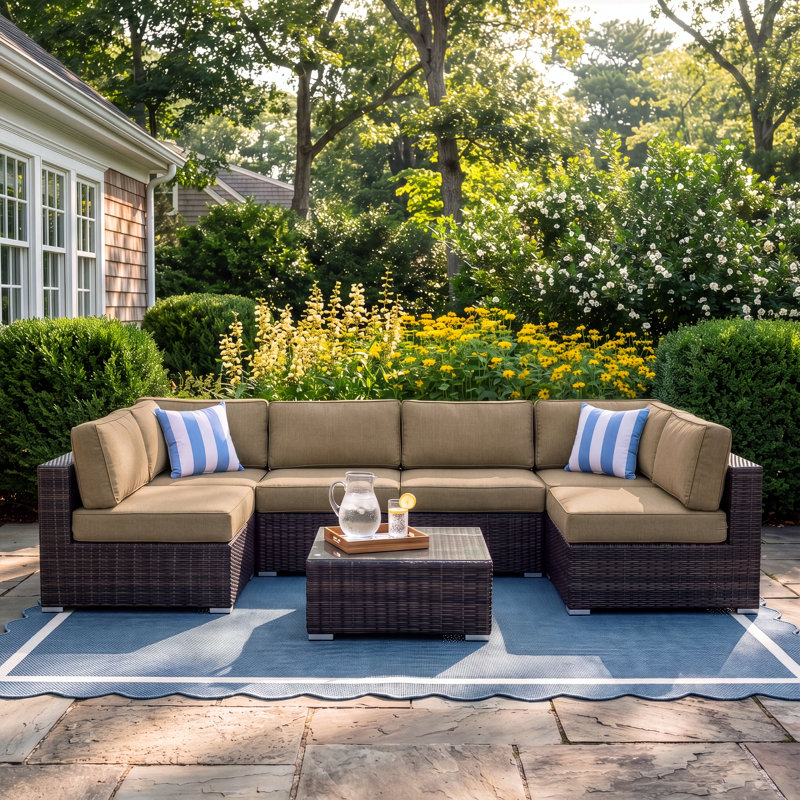 Lauderman Fully Assembled 4 - Person Seating Group with Sunbrella Cushions, Heather Beige Sunbrella®