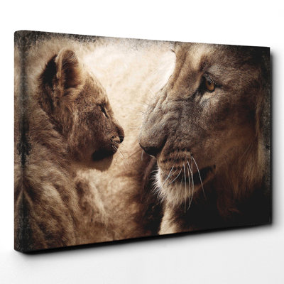 Lion Cub and Mother - Wrapped Canvas