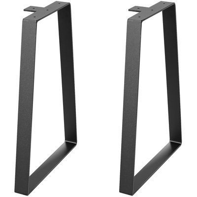 Pieds de table trapézoïdaux en acier 16 pouces, ensemble de 2 pieds de remplacement pour tables basses, bureaux modernes, banc, tables de chevet, canapé, charge maximale 400 lb, installation rapide, pieds noirs