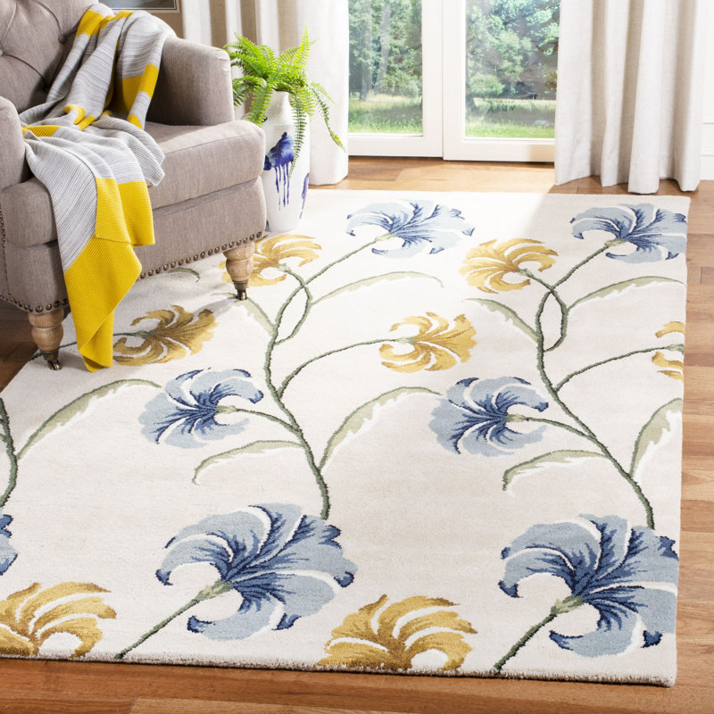 Avayah Soho Hand Tufted Wool And Viscose Floral Rug, Rectangle 7'6" x 9'6"