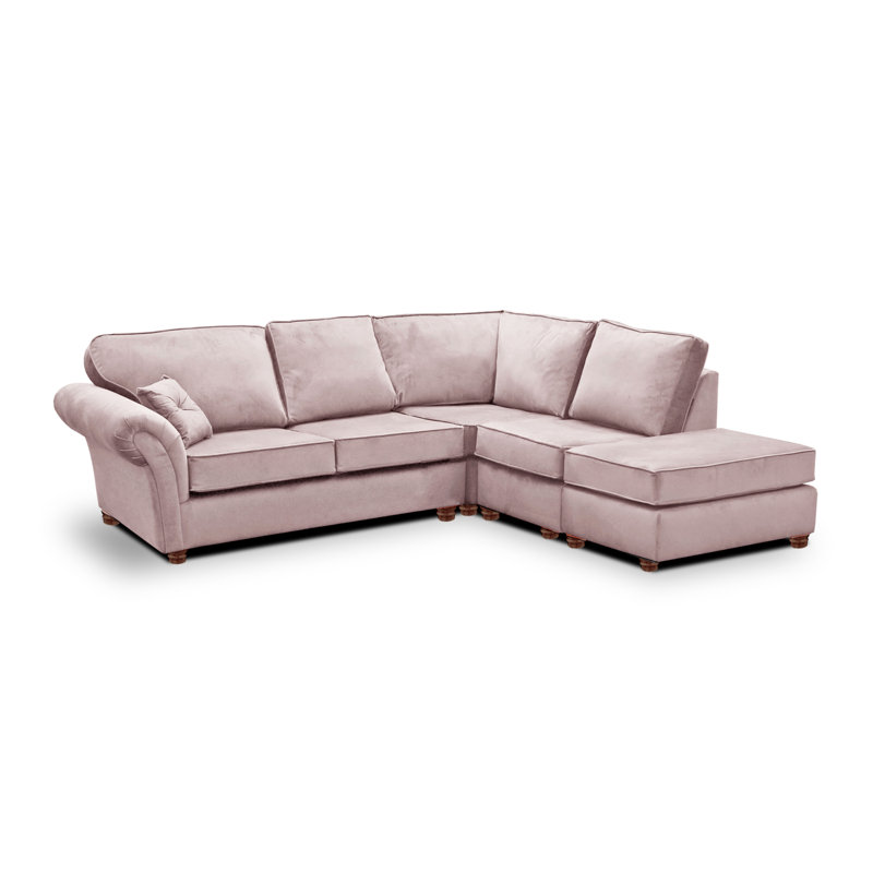 Lila 5 Seater Velvet Corner Sofa , Right Hand Facing, Dusky Pink