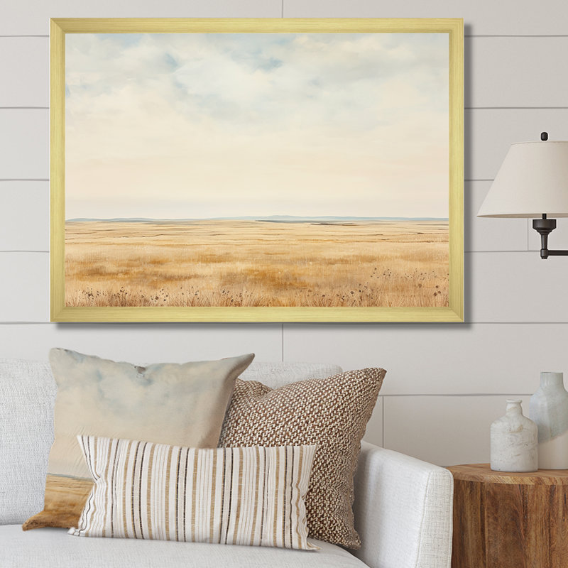 Prayies Endless Meadows Scenery Minimalisme I, H 34 po x l 44 po x P 1,5 po, Cadre doré simple