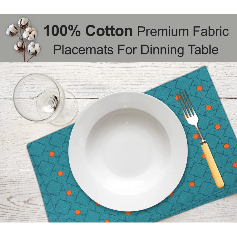 Combo Pattern Cotton Fabric Dining Table Placemats Set of 6