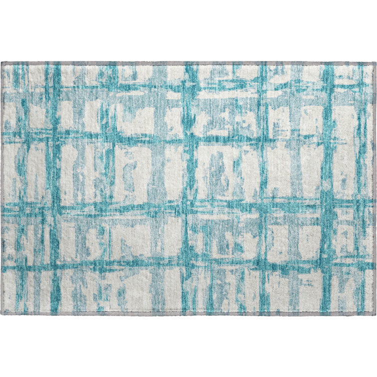 Premium Machine Washable Prisco Teal Rug