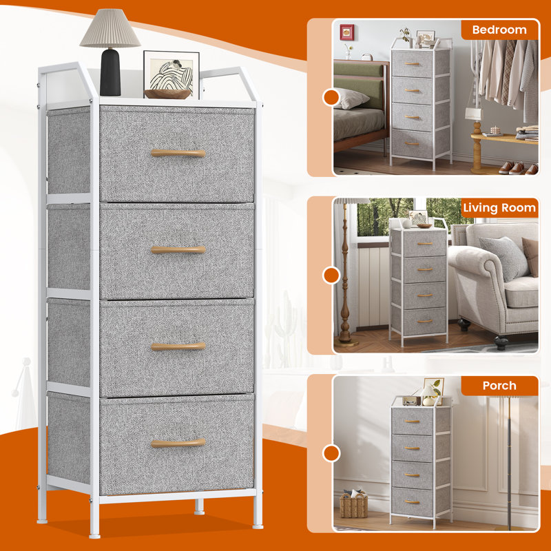 40 cm W Chest of 4 Drawers, Light Grey