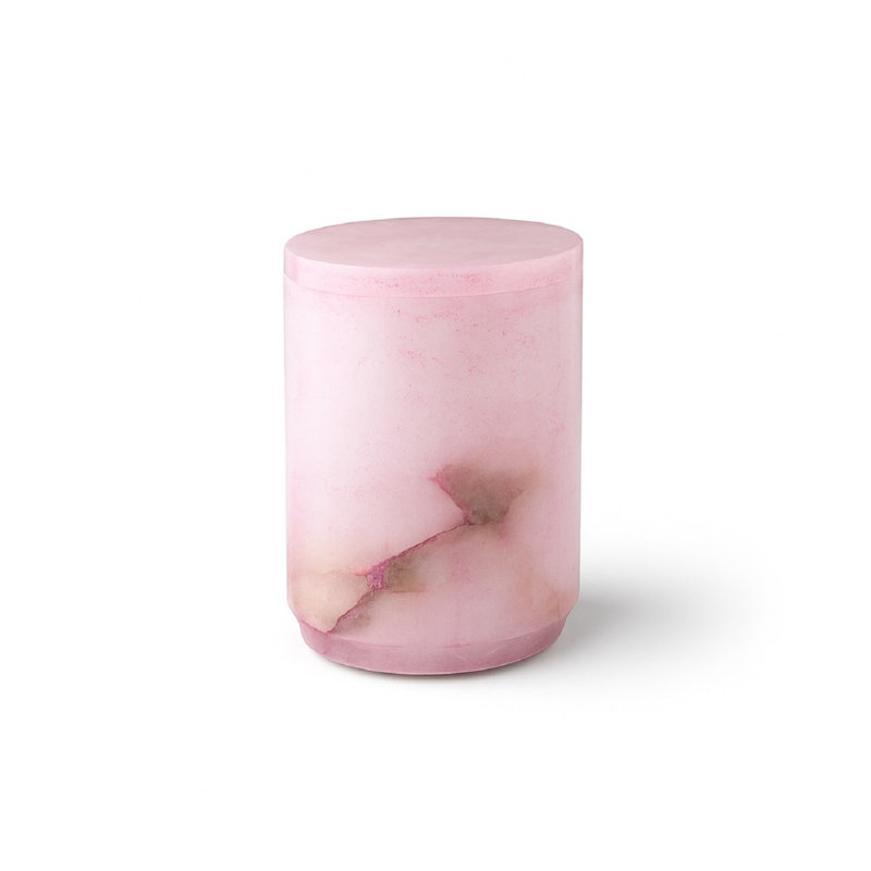 Pot rose albâtre avec couvercle, H 6 po x l 4 po x P 4 po