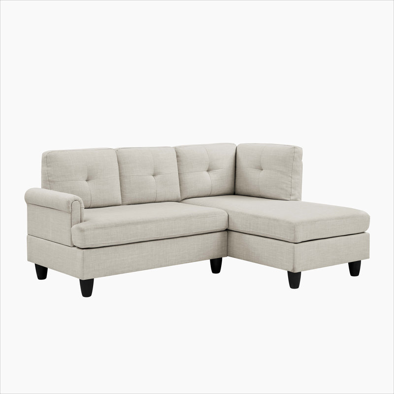 2 - Piece Upholstered Sectional, Beige Polyester