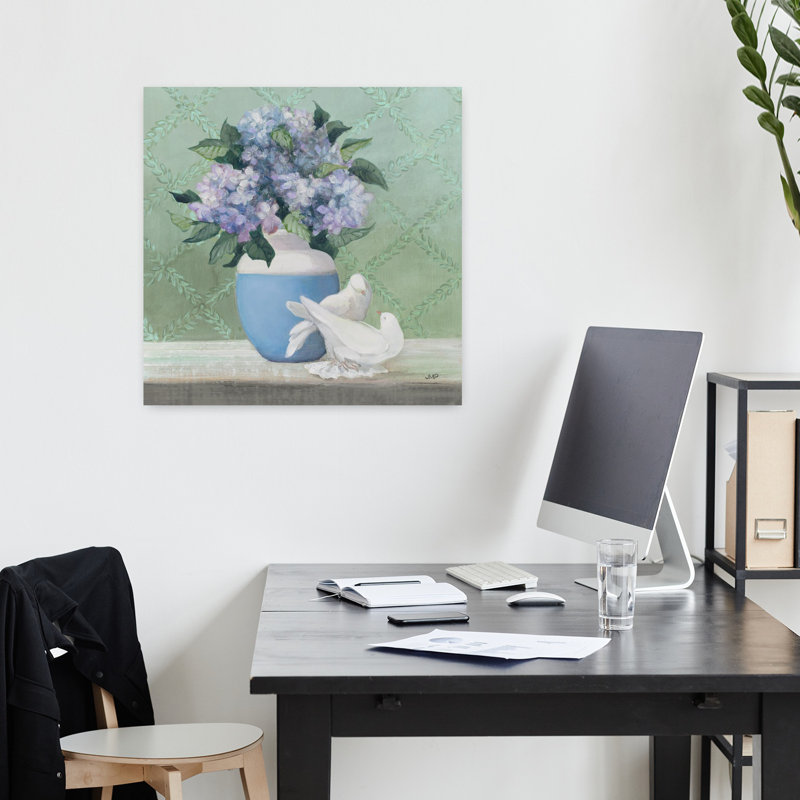 Art contemporain d'hortensia enchanté, H 18 po x l 18 po