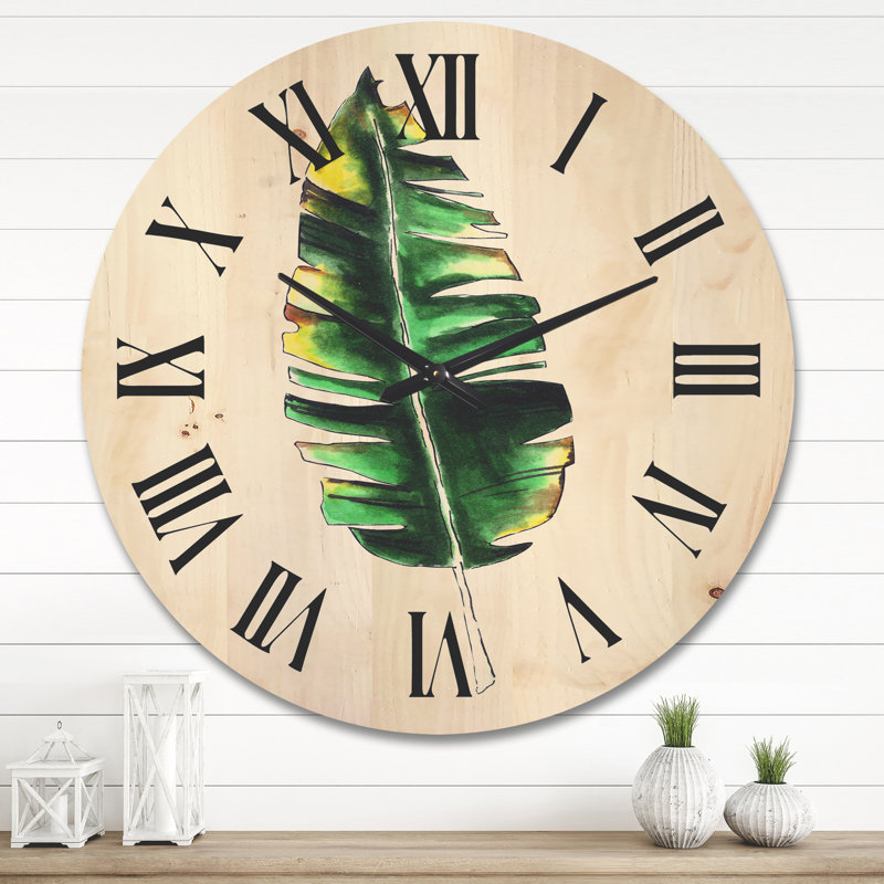 Horloge murale simple feuille de bananier, Très grand