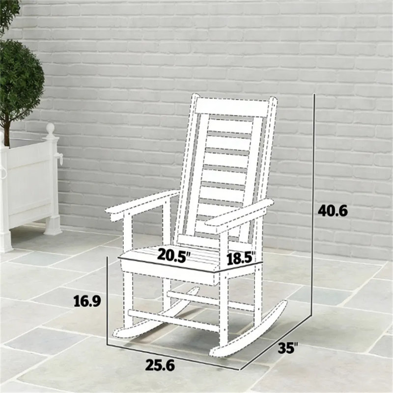 Set Of 2 Dark Gray Outdoor Rocking Chairs, Hdpe Porch Rockers With High Sloped Back, Recessed Armrests, Weather-resistant Patio Furniture For Balcony, Garden, Living Room, 265 Lbs Capacity