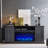 70 inch TV stand with grooved fireplace, adjustable and equipped with drawers, featuring overheat safety protection device-1045914894
