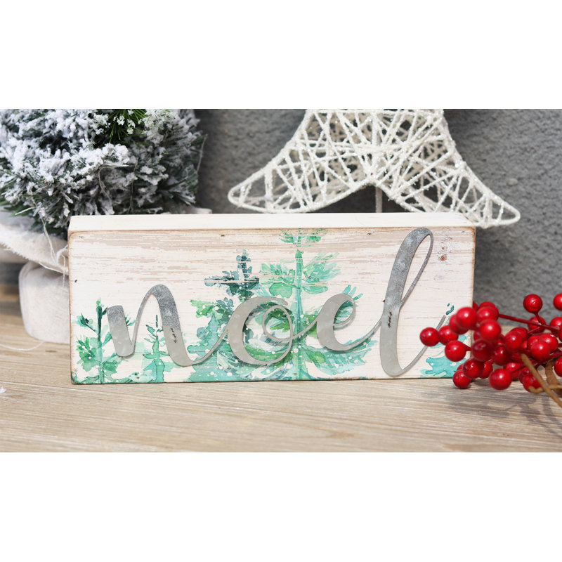 Plaque de Noël en bois et métal galvanisé Noel