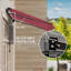 Red 10' X 8' Retractable Awning, Patio Sunshade With Manual Crank. & Water- Fabric, Aluminum Frame For Deck, Yard, Balcony. Cyan