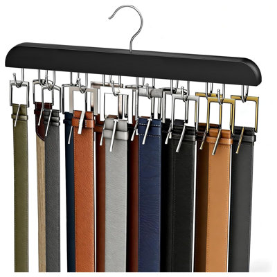 Organisateur de porte-ceinture en bois noir
