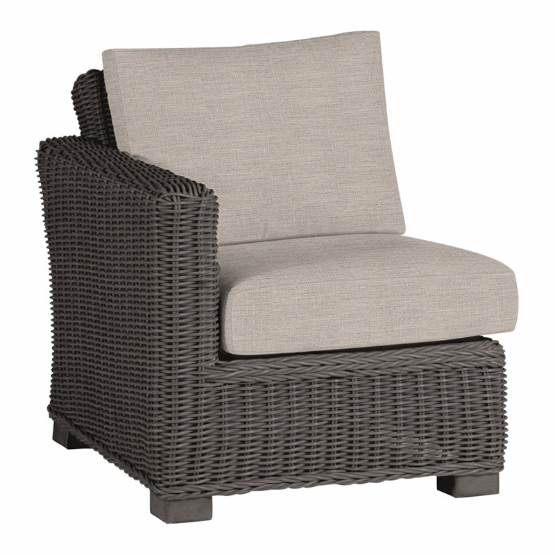 Canapé modulaire rustique tissé à gauche - gris ardoise, Gris ardoise, Lin Dove Sunbrella®, Welt