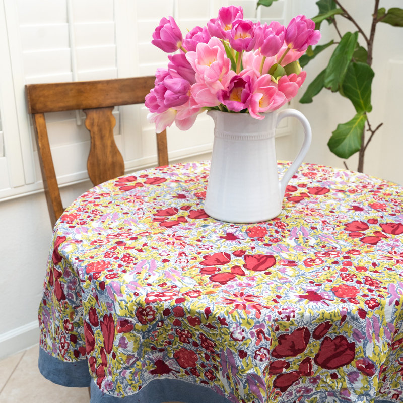Jardin Handmade Floral Tablecloth, 90" x 90"
