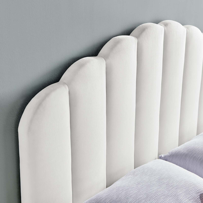 Veronique Performance Velvet Headboard, Full/Queen, White