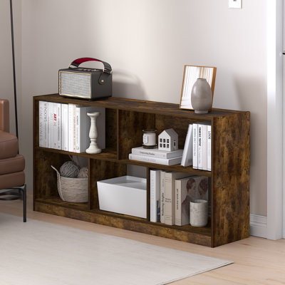 Natisha 5-Cube Horizontal 2 Tier Bookcase, Bookshelf, Storage Organizer, 47 Width, by Ebern Designs