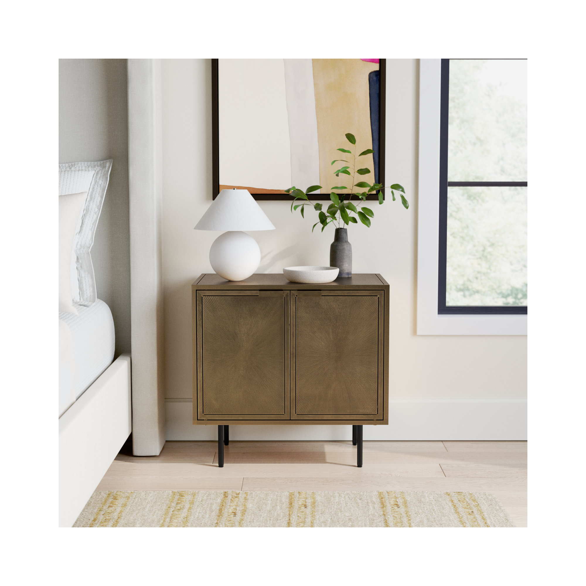Melissa Metal 25" Nightstand, Aged Brass