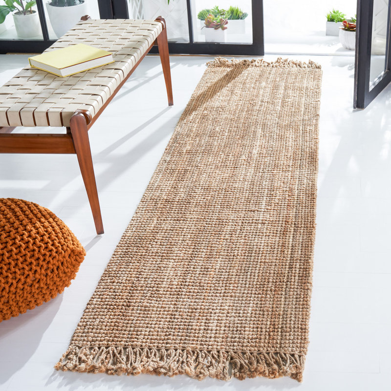 Tapis en jute tissé à la main Lin, Tapis de couloir 2 pi 3 po x 10 pi