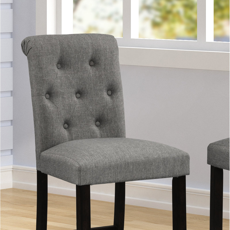 Bois massif, bouton gris, hauteur de l'ensemble 17,35 po, poids de 42,54 lb de 2 dossiers rembourrés confortables, pieds colorés, 23 po x 19 po x 45 po