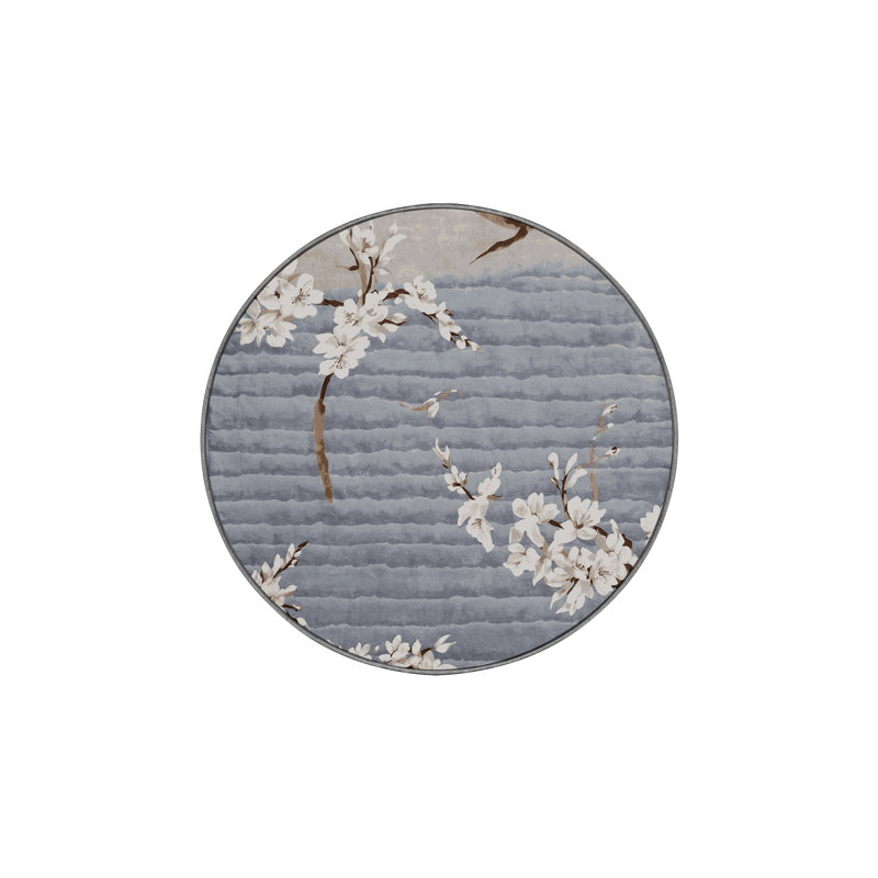Machine Washable Gray Area Rug, Round 6'