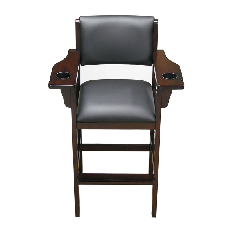 Upholstered Counter Stool with Solid Wood Frame, Traditional Mahogany