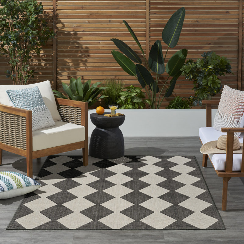 Positano Indoor / Outdoor Rug, Rectangle 4' x 6', Black