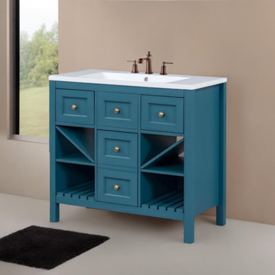  Ensemble de meuble-lavabo sur pied 36 po avec 5 tiroirs et portes à fermeture douce 36 po