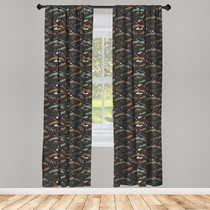 Fishing Semi-Sheer Rod Pocket Curtain Panels, 28" x 95"