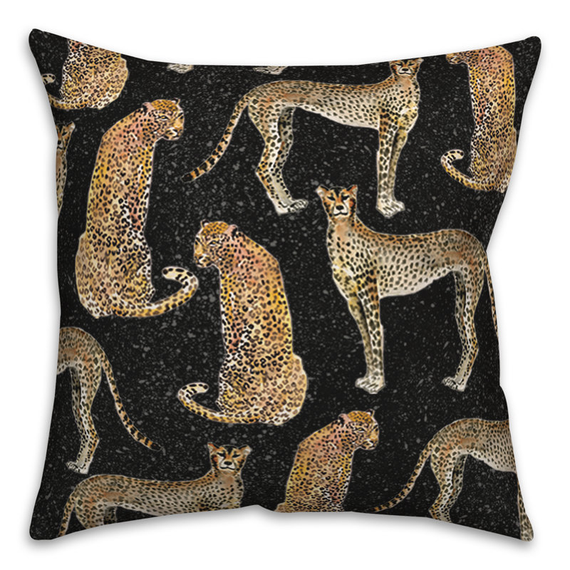 Animal Print Outdoor Reversible Throw Pillow, Black, 18" H x 18" W