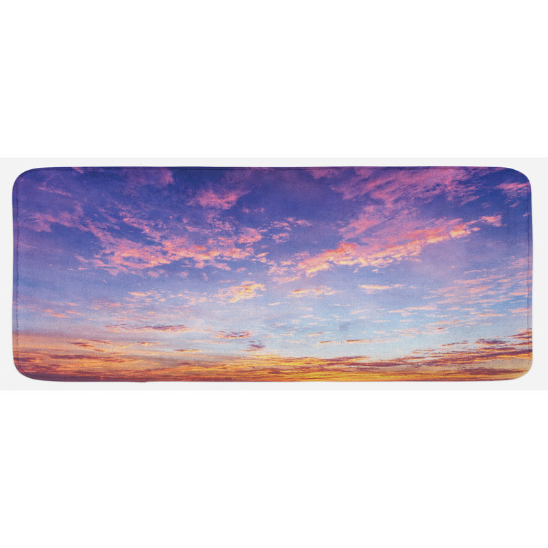 Tapis de cuisine éthéré avec vue sur le ciel et nuages roses