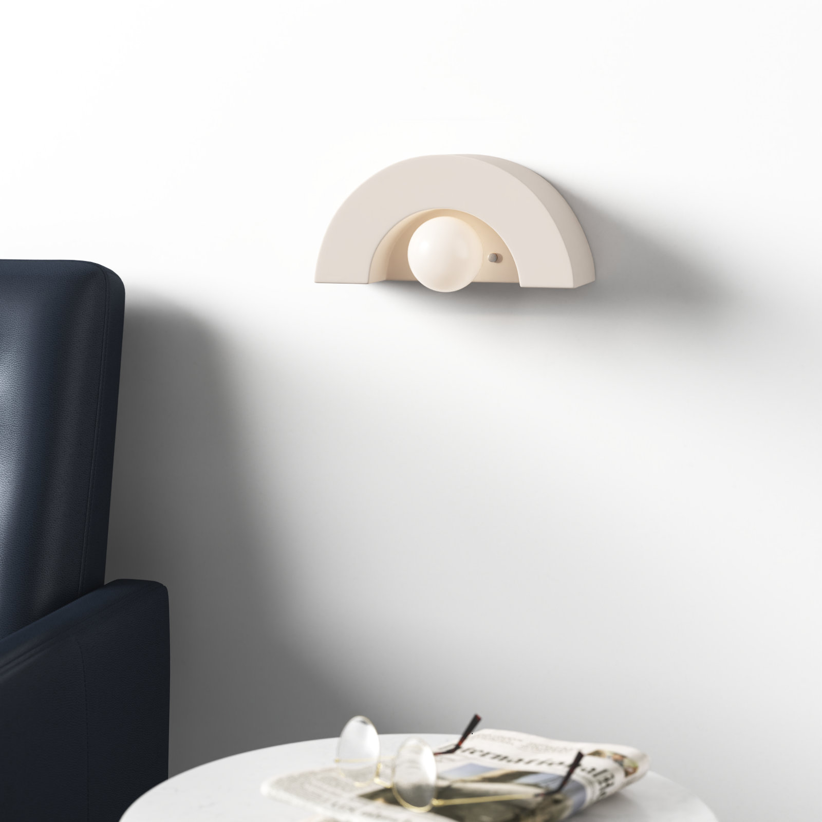 Payam Single Light Dimmable Demilune Sconce, Matte White
