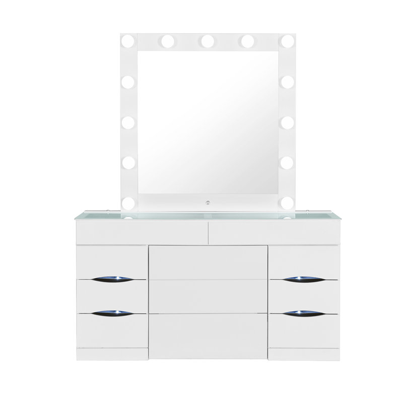 ELISA WHITE VANITY SET WITH STOOL, White